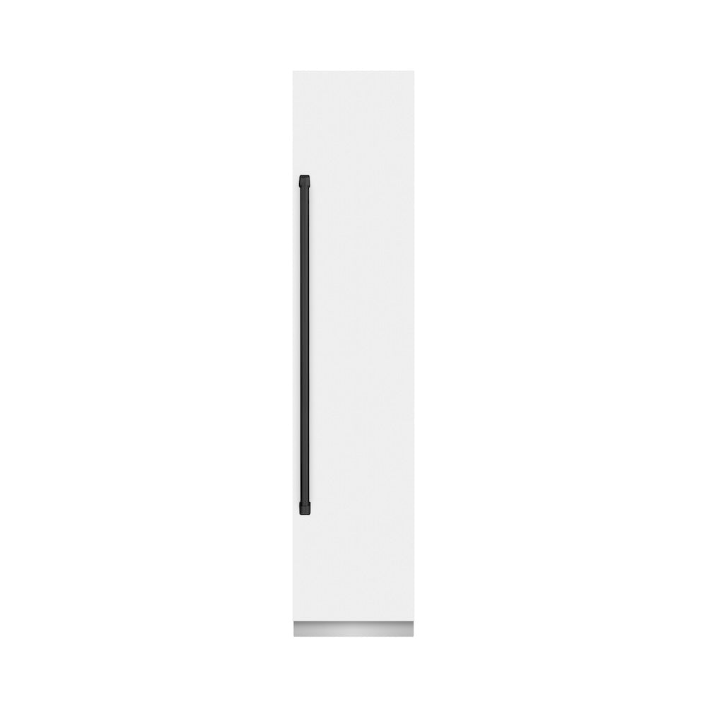ZLINE Autograph Edition 18 in. 8.6 cu. ft. Right Hinge Column Freezer in White Matte with Graphite Gray Interior and Matte Black Accents (RCFVRZ-WM-18-MB)