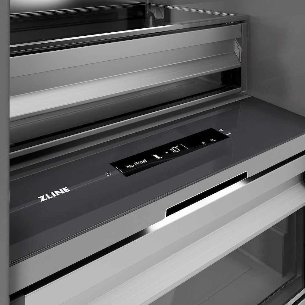 ZLINE Autograph Edition 18 in. 8.6 cu. ft. Right Hinge Column Freezer in White Matte with Graphite Gray Interior and Matte Black Accents (RCFVRZ-WM-18-MB)