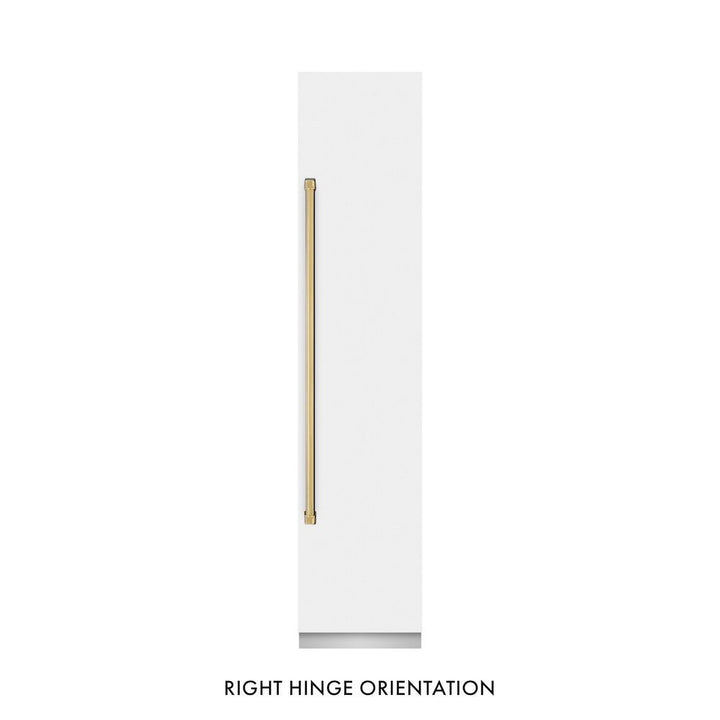 ZLINE Autograph Edition 18 in. 8.6 cu. ft. Right Hinge Column Freezer in White Matte with Graphite Gray Interior and Polished Gold Accents (RCFVRZ-WM-18-G)
