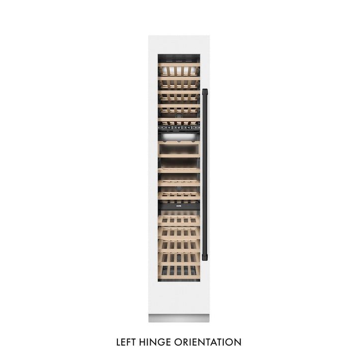 ZLINE Autograph Edition 18 in. 9.0 cu. ft. Triple Zone 68 Bottle Left Hinge Column Wine Cooler in White Matte with Matte Black Accents (RCWVLZ-WM-18-MB)