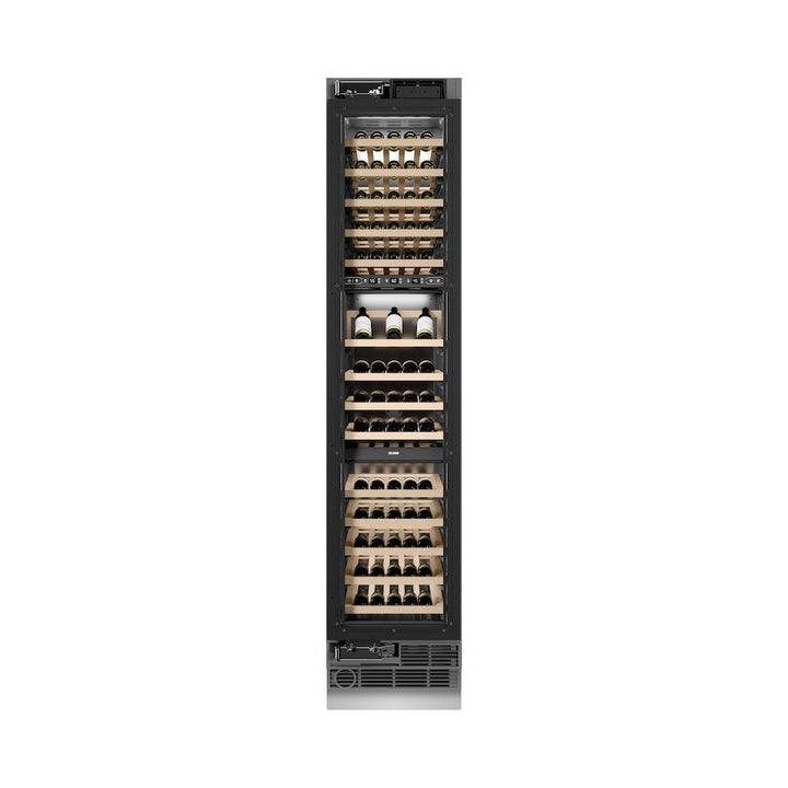 ZLINE Autograph Edition 18 in. 9.0 cu. ft. Triple Zone 68 Bottle Panel Ready Left Hinge Column Wine Cooler with Champagne Bronze Accents (RBCWVLZ-18-CB)