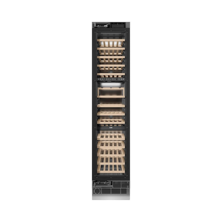 ZLINE Autograph Edition 18 in. 9.0 cu. ft. Triple Zone 68 Bottle Panel Ready Left Hinge Column Wine Cooler with Matte Black Accents (RBCWVLZ-18-MB)