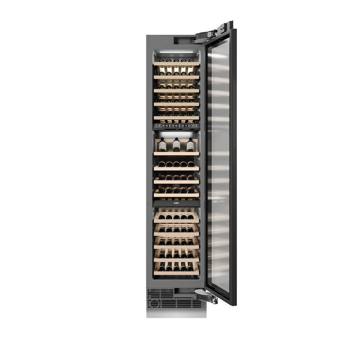 ZLINE Autograph Edition 18 in. 9.0 cu. ft. Triple Zone 68 Bottle Panel Ready Right Hinge Column Wine Cooler with Champagne Bronze Accents (RBCWVRZ-18-CB)