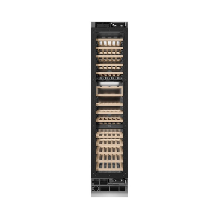 ZLINE Autograph Edition 18 in. 9.0 cu. ft. Triple Zone 68 Bottle Panel Ready Right Hinge Column Wine Cooler with Matte Black Accents (RBCWVRZ-18-MB)