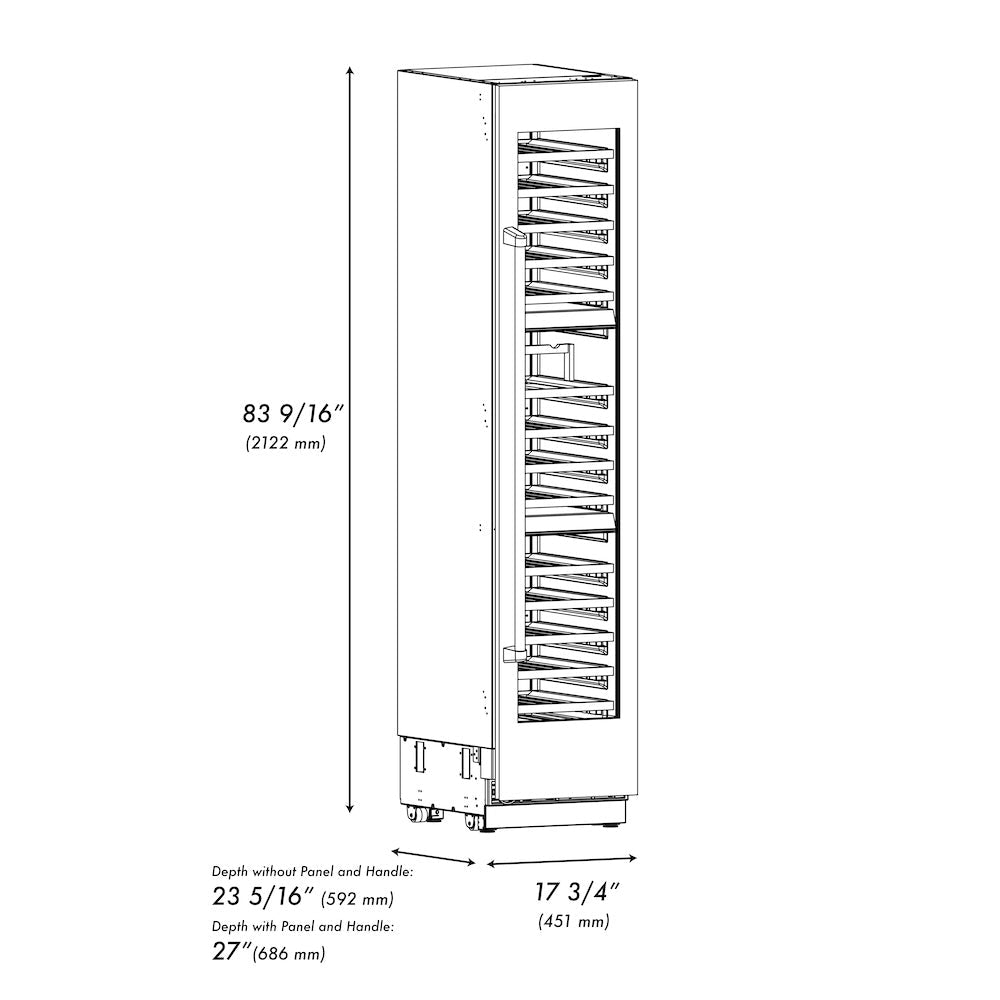 ZLINE Autograph Edition 18 in. 9.0 cu. ft. Triple Zone 68 Bottle Right Hinge Column Wine Cooler in Stainless Steel with Polished Gold Accents (RCWVRZ-30418-G)