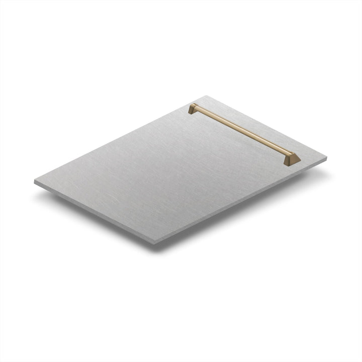 ZLINE Autograph Edition 18 in. Tallac Dishwasher Panel in Satin Stainless Steel Finish with Champagne Bronze Handle (DPVZ-SN-18-CB)