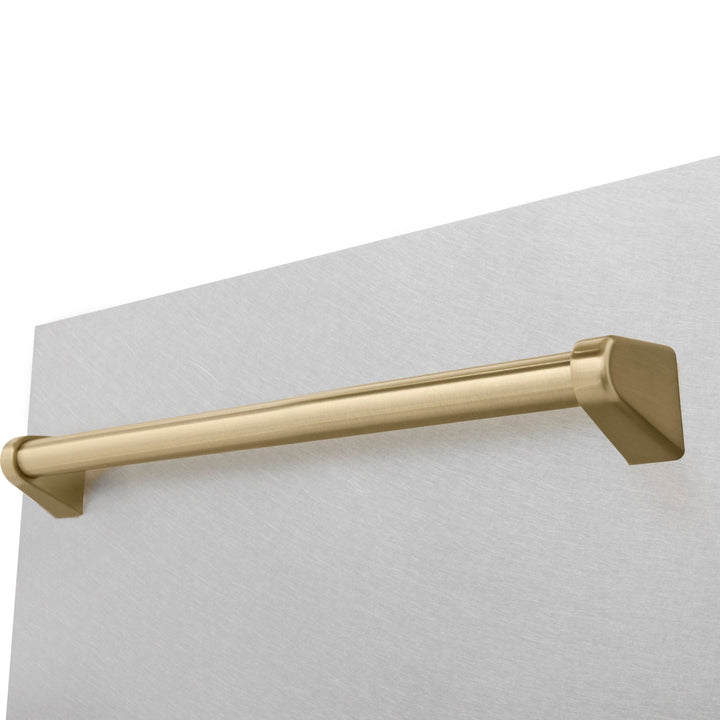 ZLINE Autograph Edition 18â€ Tallac Series 3rd Rack Top Control Built-In Dishwasher in Fingerprint Resistant Stainless Steel with Champagne Bronze Handle, 51dBa (DWVZ-SN-18-CB)