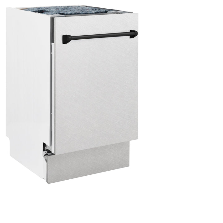 ZLINE Autograph Edition 18â€ Tallac Series 3rd Rack Top Control Built-In Dishwasher in Fingerprint Resistant Stainless Steel with Matte Black Handle, 51dBa (DWVZ-SN-18-MB)