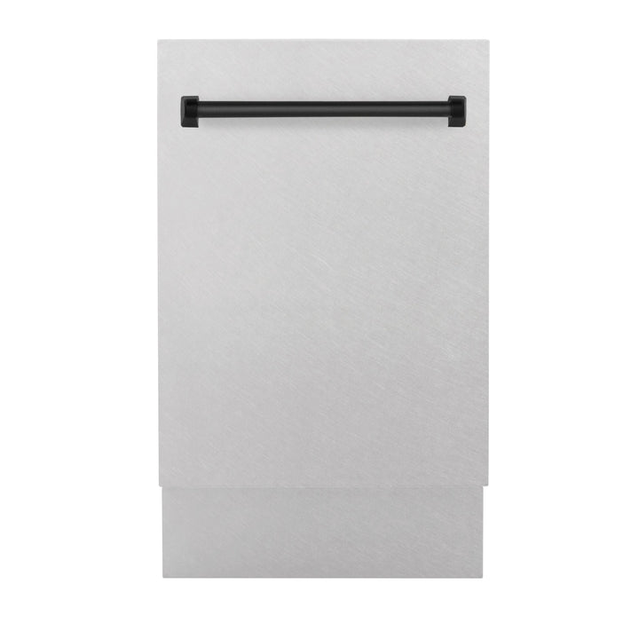 ZLINE Autograph Edition 18â€ Tallac Series 3rd Rack Top Control Built-In Dishwasher in Fingerprint Resistant Stainless Steel with Matte Black Handle, 51dBa (DWVZ-SN-18-MB)