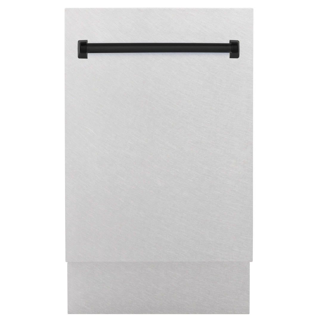 ZLINE Autograph Edition 18â€ Tallac Series 3rd Rack Top Control Built-In Dishwasher in Fingerprint Resistant Stainless Steel with Matte Black Handle, 51dBa (DWVZ-SN-18-MB)