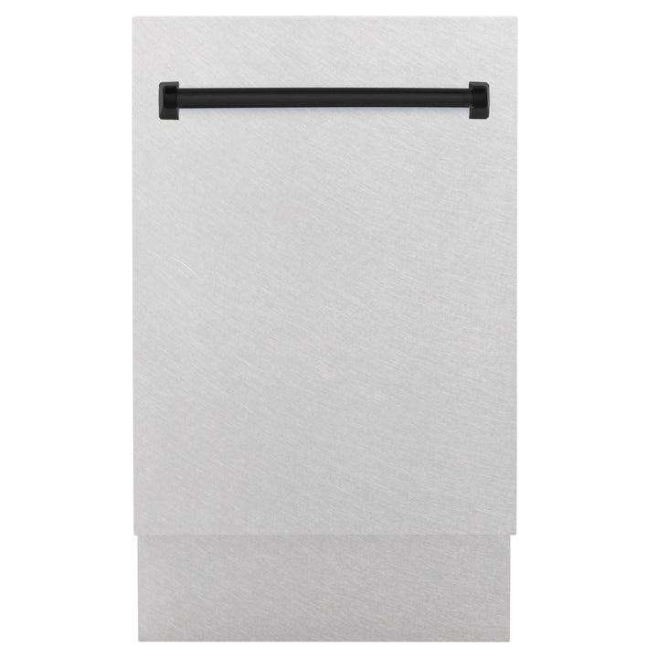 ZLINE Autograph Edition 18â€ Tallac Series 3rd Rack Top Control Built-In Dishwasher in Fingerprint Resistant Stainless Steel with Matte Black Handle, 51dBa (DWVZ-SN-18-MB)