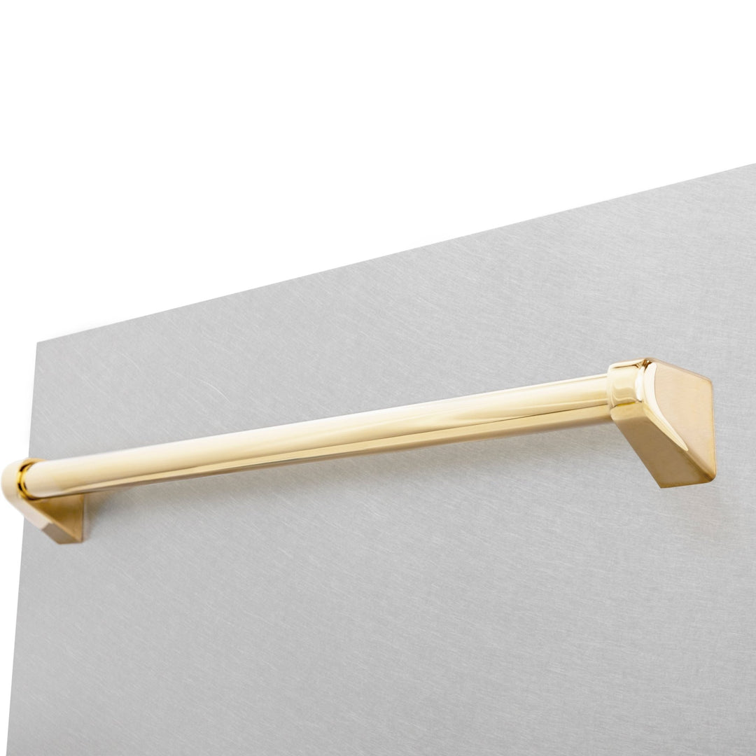 ZLINE Autograph Edition 18â€ Tallac Series 3rd Rack Top Control Built-In Dishwasher in Fingerprint Resistant Stainless Steel with Polished Gold Handle, 51dBa (DWVZ-SN-18-G)