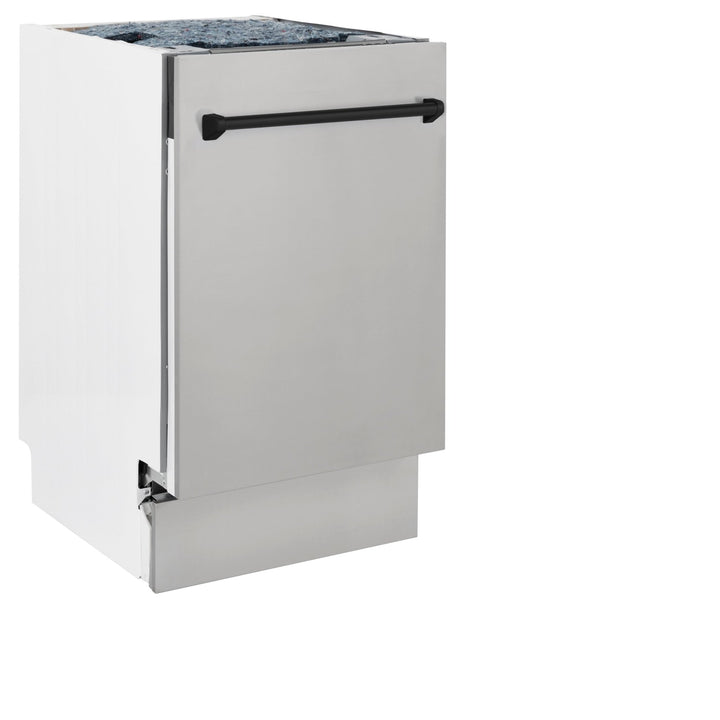 ZLINE Autograph Edition 18â€ Tallac Series 3rd Rack Top Control Built-In Dishwasher in Stainless Steel with Matte Black Handle, 51dBa (DWVZ-304-18-MB)