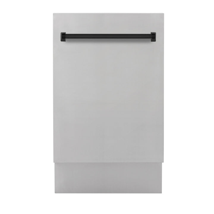 ZLINE Autograph Edition 18â€ Tallac Series 3rd Rack Top Control Built-In Dishwasher in Stainless Steel with Matte Black Handle, 51dBa (DWVZ-304-18-MB)
