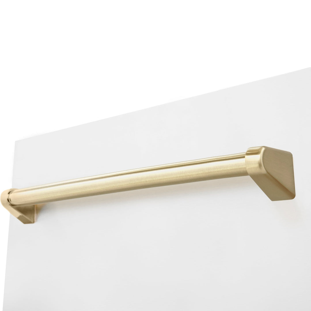 ZLINE Autograph Edition 18â€ Tallac Series 3rd Rack Top Control Built-In Dishwasher in White Matte with Polished Gold Handle, 51dBa (DWVZ-WM-18-G)