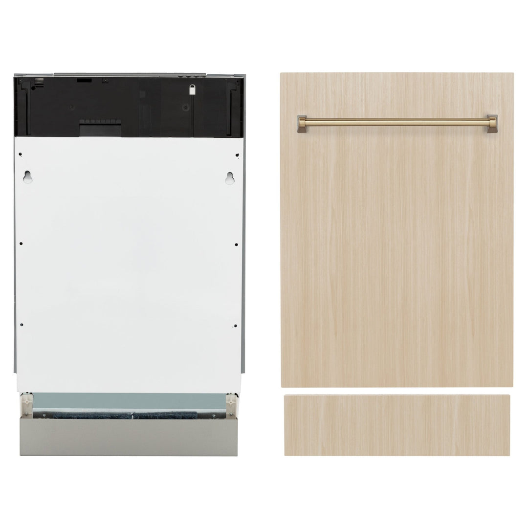 ZLINE Autograph Edition 18â€ Tallac Series 3rd Rack Top Control Dishwasher in Custom Panel Ready with Champagne Bronze Handle, 51dBa (DWVZ-18-CB)