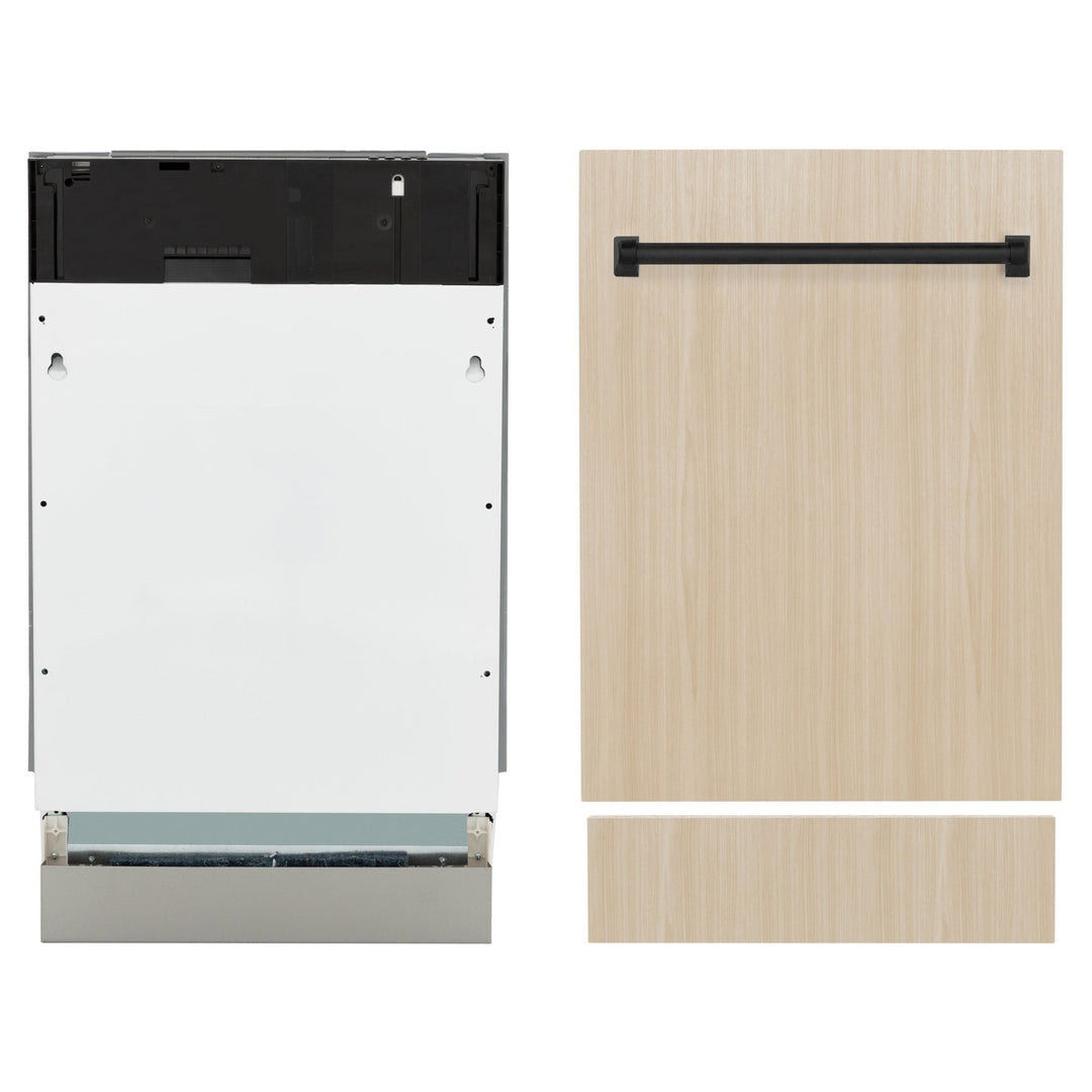 ZLINE Autograph Edition 18â€ Tallac Series 3rd Rack Top Control Dishwasher in Custom Panel Ready with Matte Black Handle, 51dBa (DWVZ-18-MB)