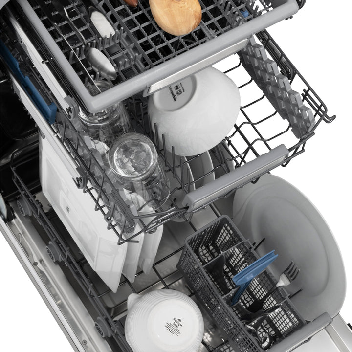 ZLINE Autograph Edition 18â€ Tallac Series 3rd Rack Top Control Dishwasher in Custom Panel Ready with Matte Black Handle, 51dBa (DWVZ-18-MB)