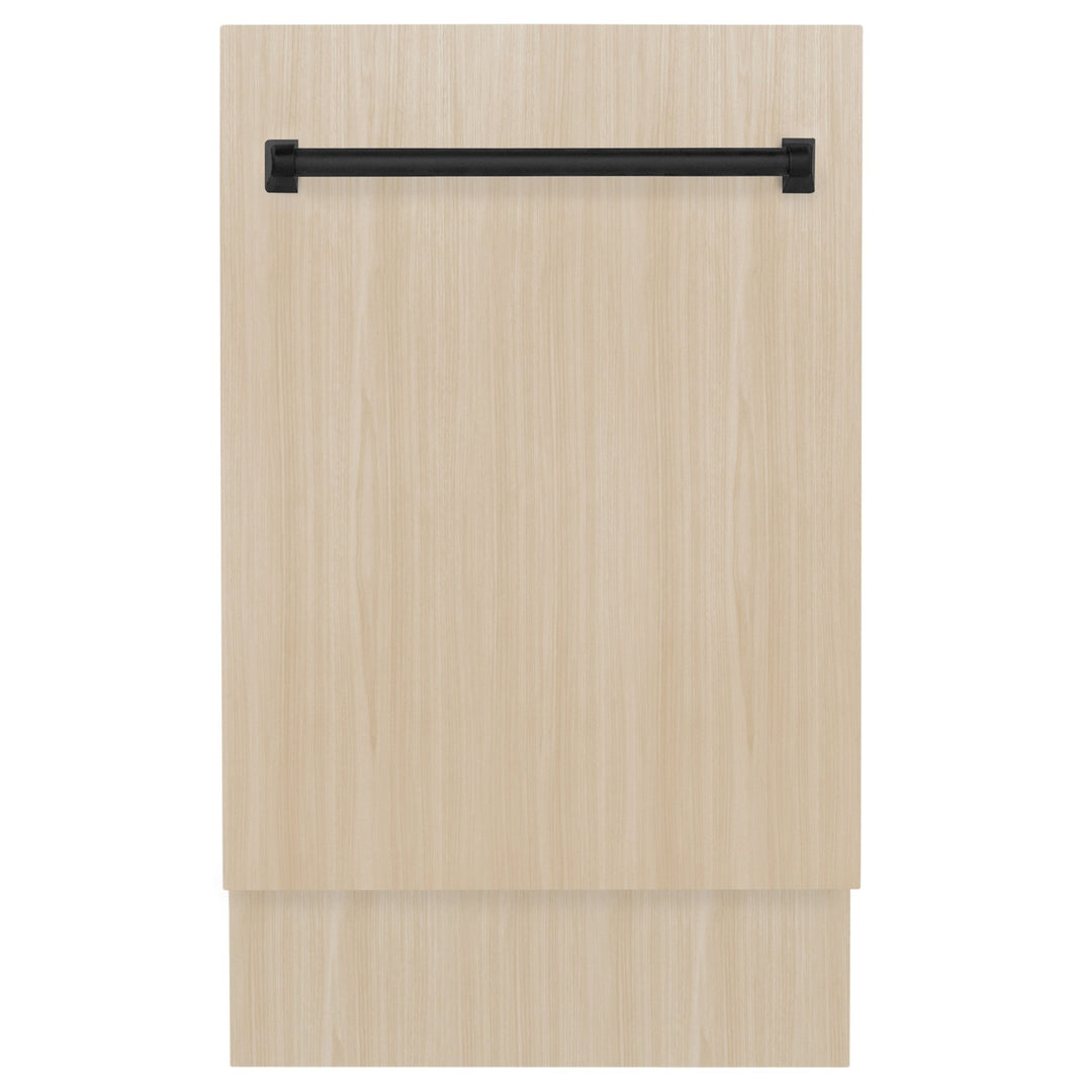 ZLINE Autograph Edition 18â€ Tallac Series 3rd Rack Top Control Dishwasher in Custom Panel Ready with Matte Black Handle, 51dBa (DWVZ-18-MB)