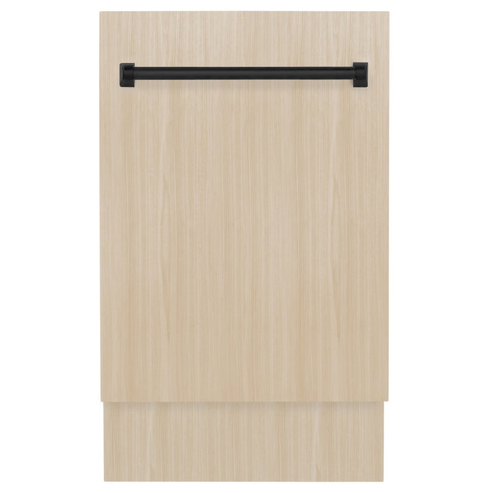 ZLINE Autograph Edition 18â€ Tallac Series 3rd Rack Top Control Dishwasher in Custom Panel Ready with Matte Black Handle, 51dBa (DWVZ-18-MB)