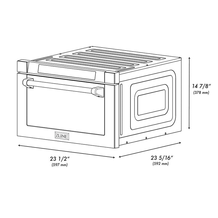 ZLINE Autograph Edition 24 in. 1.2 cu. ft. Built-in Microwave Drawer in Black Stainless Steel and Champagne Bronze Helix Handle (MWDZ-1-BS-H-KCB)