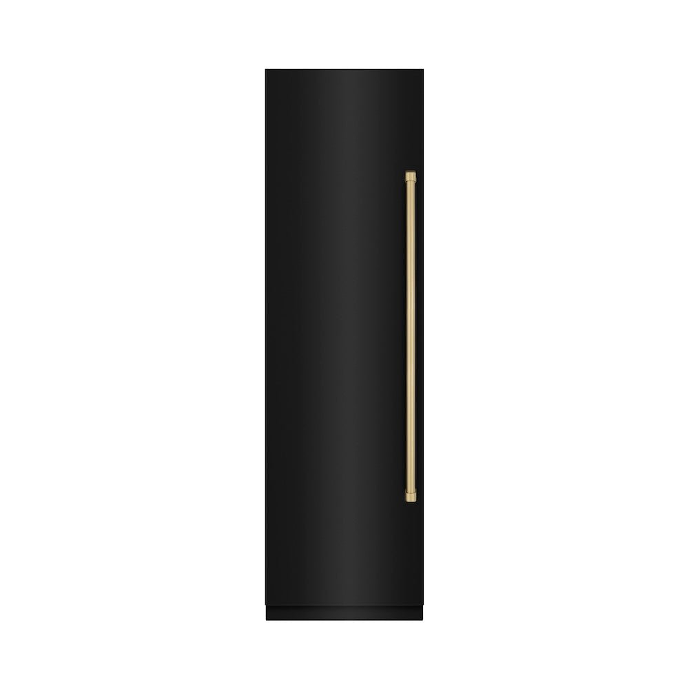 ZLINE Autograph Edition 24 in. 12.4 cu. ft. Column Freezer in Black Stainless Steel with Graphite Gray Interior and Champagne Bronze Accents (RCFVZ-BS-24-CB)