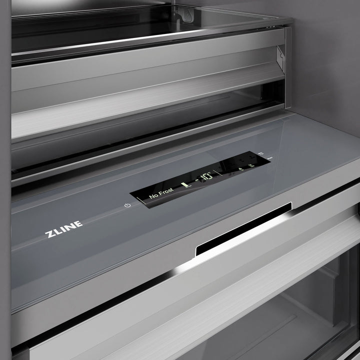 ZLINE Autograph Edition 24 in. 12.4 cu. ft. Column Freezer in Satin Stainless Steel with Graphite Gray Interior and Polished Gold Accents (RCFVZ-SN-24-G)