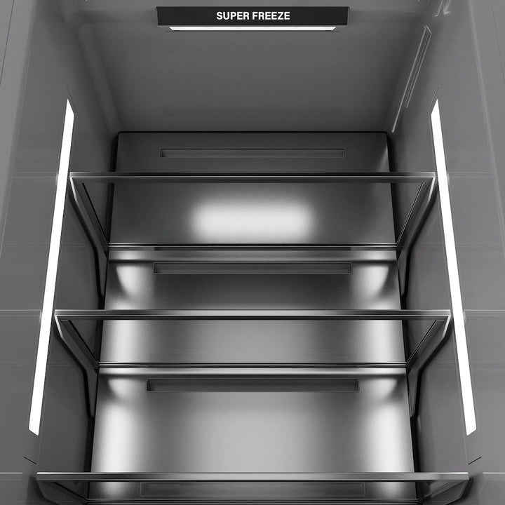 ZLINE Autograph Edition 24 in. 12.4 cu. ft. Column Freezer in Stainless Steel with Graphite Gray Interior and Champagne Bronze Accents (RCFVZ-304-24-CB)