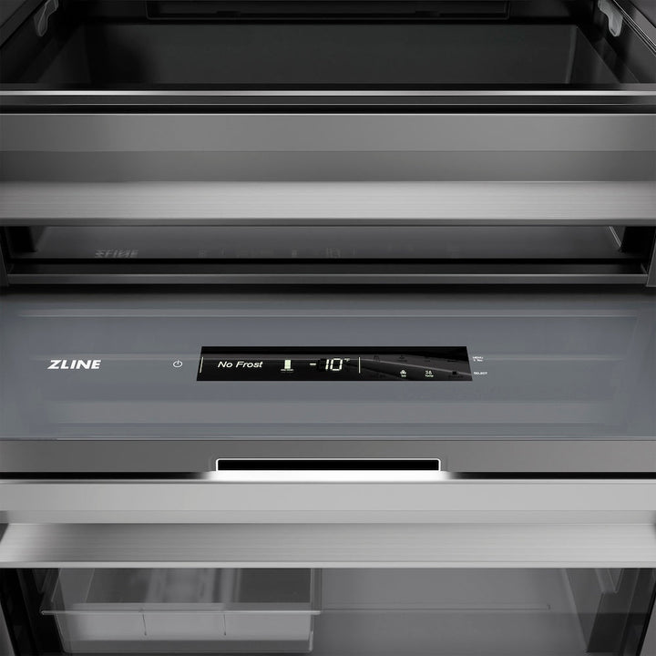 ZLINE Autograph Edition 24 in. 12.4 cu. ft. Column Freezer in Stainless Steel with Graphite Gray Interior and Polished Gold Accents (RCFVZ-304-24-G)