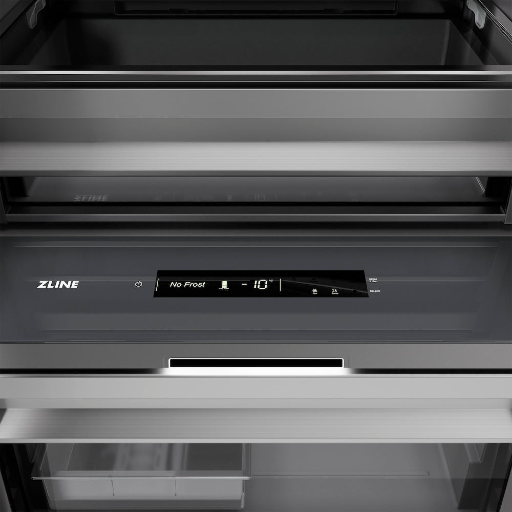 ZLINE Autograph Edition 24 in. 12.4 cu. ft. Column Freezer in White Matte with Graphite Gray Interior and Polished Gold Accents (RCFVZ-WM-24-G)
