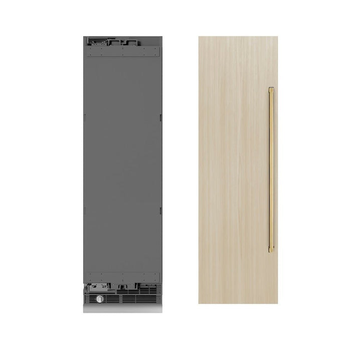 ZLINE Autograph Edition 24 in. 12.4 cu. ft. Panel Ready Column Freezer with Graphite Gray Interior and Polished Gold Accents (RBCFVZ-24-G)