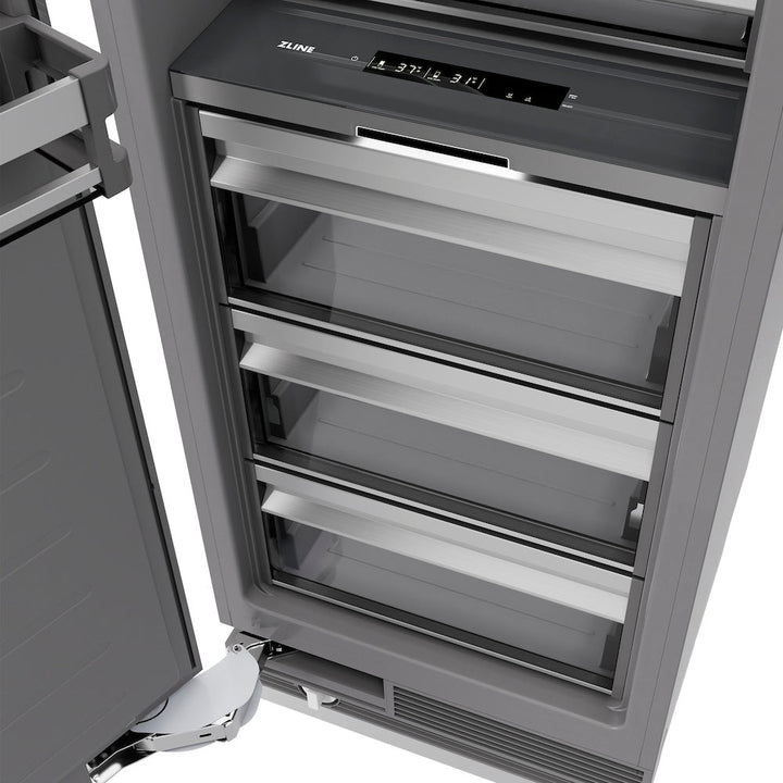 ZLINE Autograph Edition 24 in. 12.5 cu. ft. Column Refrigerator in Black Stainless Steel with Graphite Gray Interior and Champagne Bronze Accents (RCRVZ-BS-24-CB)