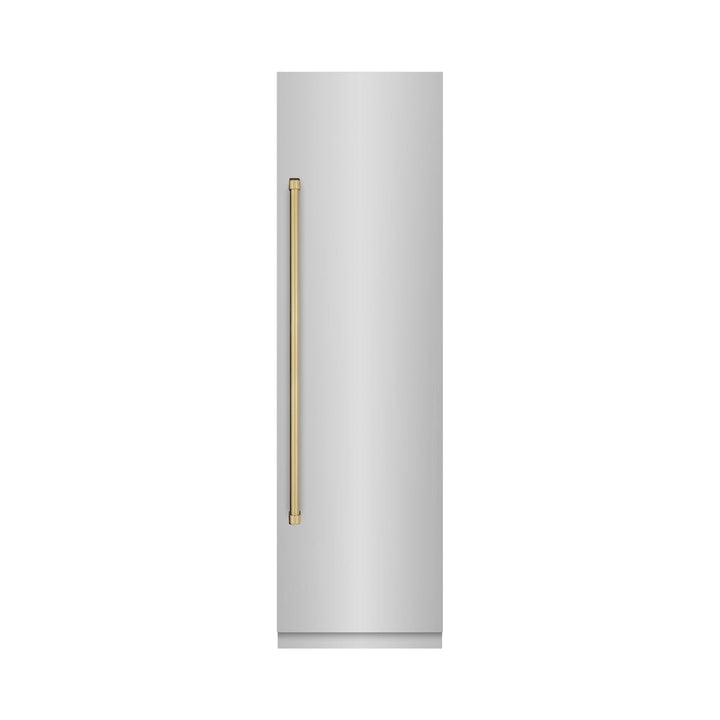 ZLINE Autograph Edition 24 in. 12.5 cu. ft. Column Refrigerator in Stainless Steel with Graphite Gray Interior and Champagne Bronze Accents (RCRVZ-30424-CB)