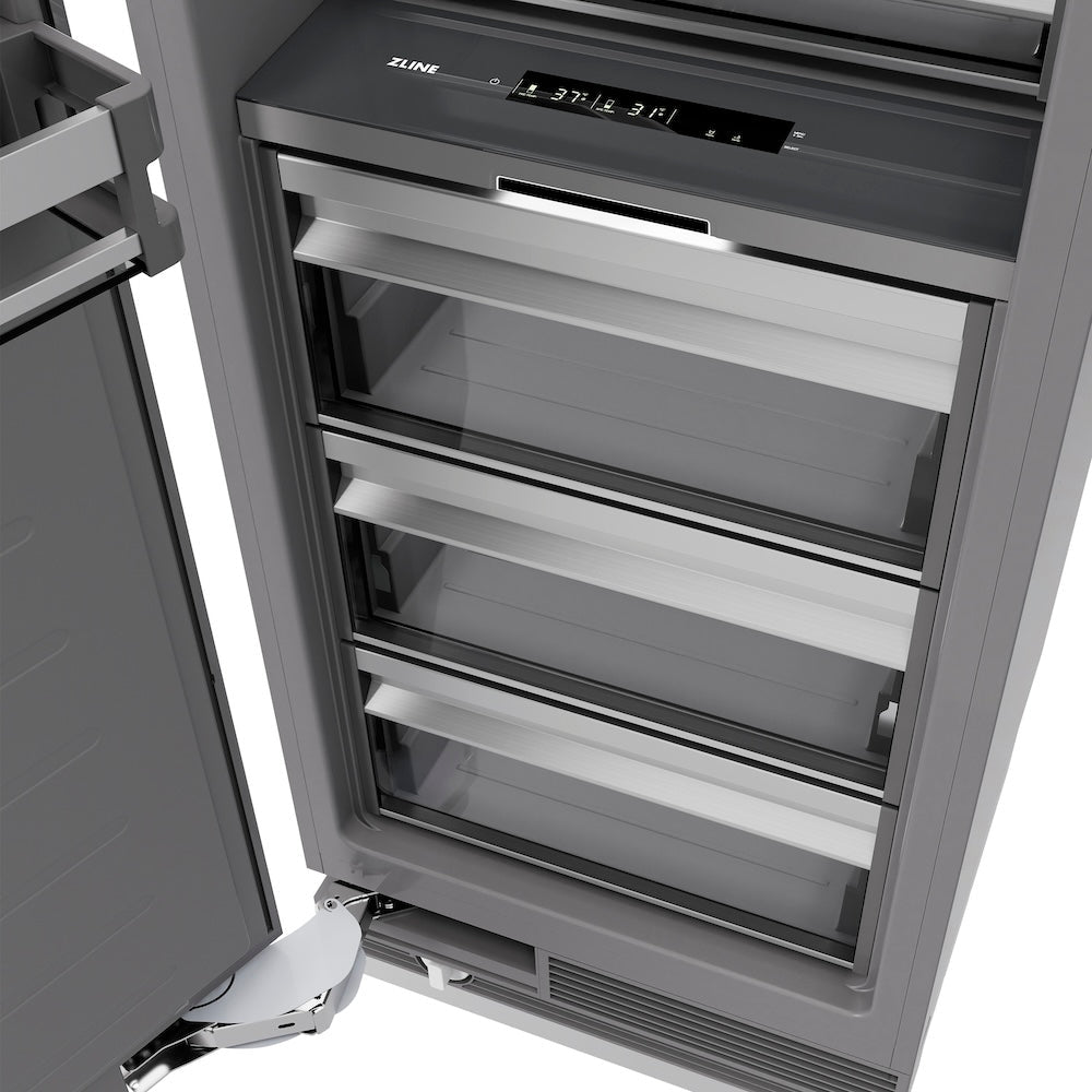 ZLINE Autograph Edition 24 in. 12.5 cu. ft. Column Refrigerator in White Matte with Graphite Gray Interior and Champagne Bronze Accents (RCRVZ-WM-24-CB)