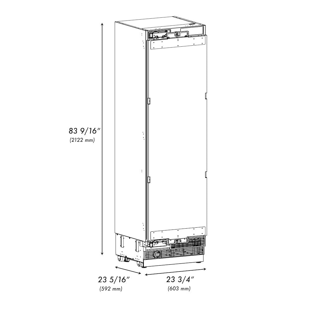 ZLINE Autograph Edition 24 in. 12.5 cu. ft. Panel Ready Column Refrigerator with Graphite Gray Interior and Matte Black Accents (RBCRVZ-24-MB)