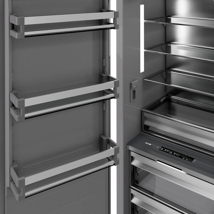 ZLINE Autograph Edition 24 in. 12.5 cu. ft. Panel Ready Column Refrigerator with Graphite Gray Interior and Polished Gold Accents (RBCRVZ-24-G)