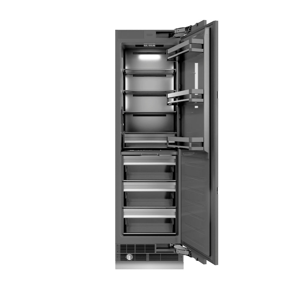 ZLINE Autograph Edition 24 in. 12.5 cu. ft. Panel Ready Column Refrigerator with Graphite Gray Interior and Polished Gold Accents (RBCRVZ-24-G)