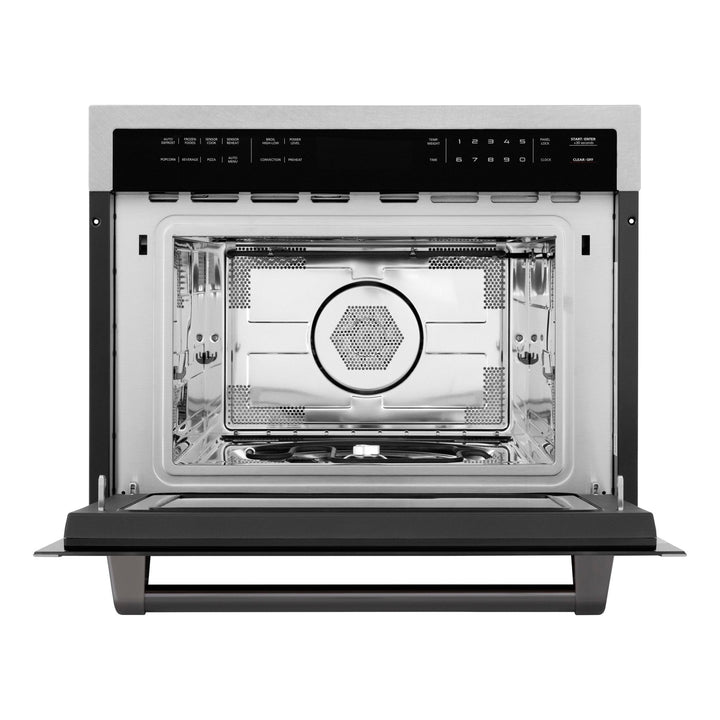 ZLINE Autograph Edition 24 in. 1.6 cu ft. Built-in Convection Microwave Oven in Satin Stainless Steel with Matte Black Accents (MWOZ-24-SS-MB)