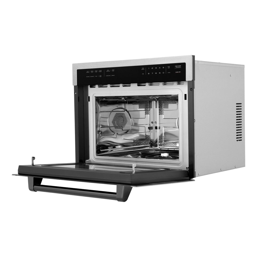 ZLINE Autograph Edition 24 in. 1.6 cu ft. Built-in Convection Microwave Oven in Satin Stainless Steel with Matte Black Accents (MWOZ-24-SS-MB)