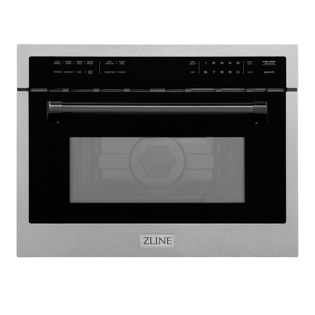 ZLINE Autograph Edition 24 in. 1.6 cu ft. Built-in Convection Microwave Oven in Satin Stainless Steel with Matte Black Accents (MWOZ-24-SS-MB)
