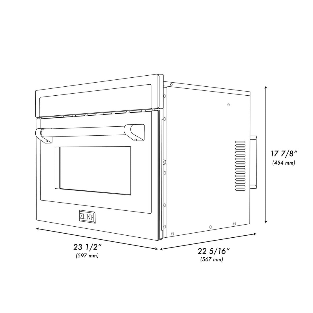 ZLINE Autograph Edition 24 in. 1.6 cu ft. Built-in Convection Microwave Oven in Satin Stainless Steel with Matte Black Accents (MWOZ-24-SS-MB)