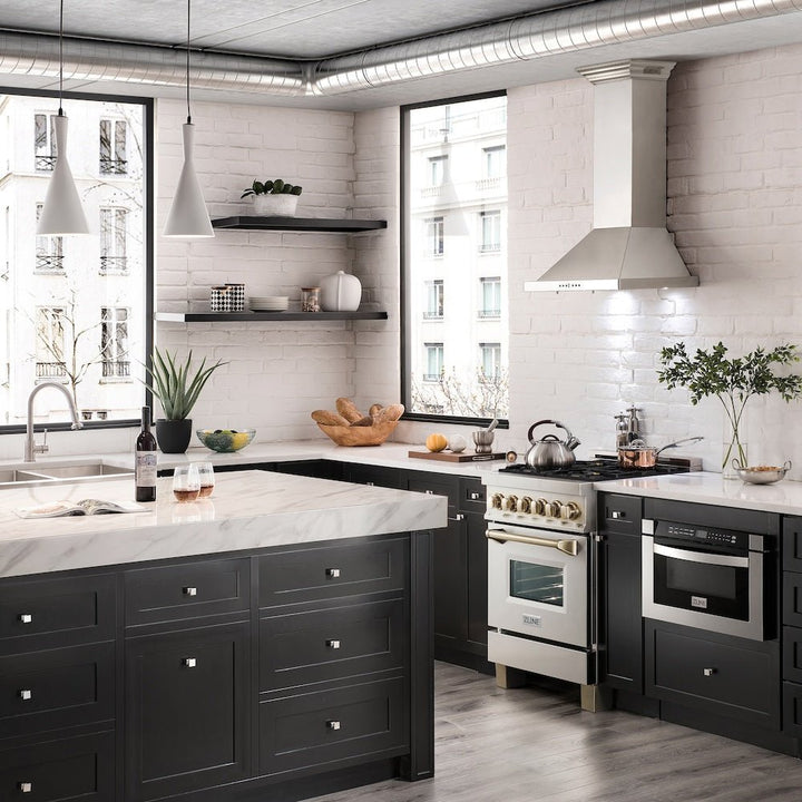 ZLINE Autograph Edition 24 in. 2.8 cu. ft. Legacy Dual Fuel Range with 4 Burner Gas Cooktop and Electric Convection Oven in Stainless Steel and Polished Gold Accents (RAZ-24-G)