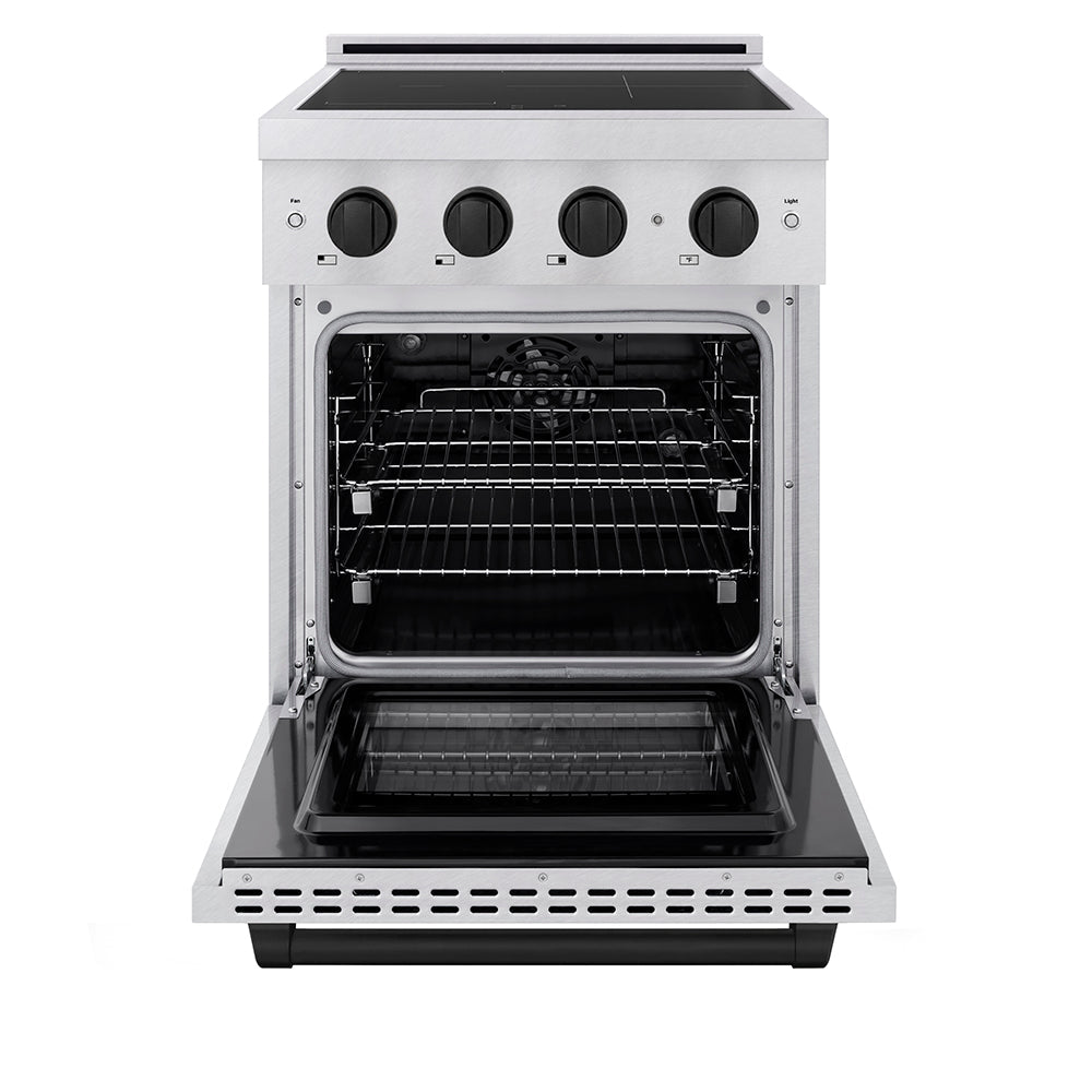 ZLINE Autograph Edition 24 in. 3.2 cu. ft. Paramount Induction Range with 3 Element Cooktop and Electric Convection Oven in Satin Stainless Steel with Matte Black Accents (SINRSZ-24-MB)
