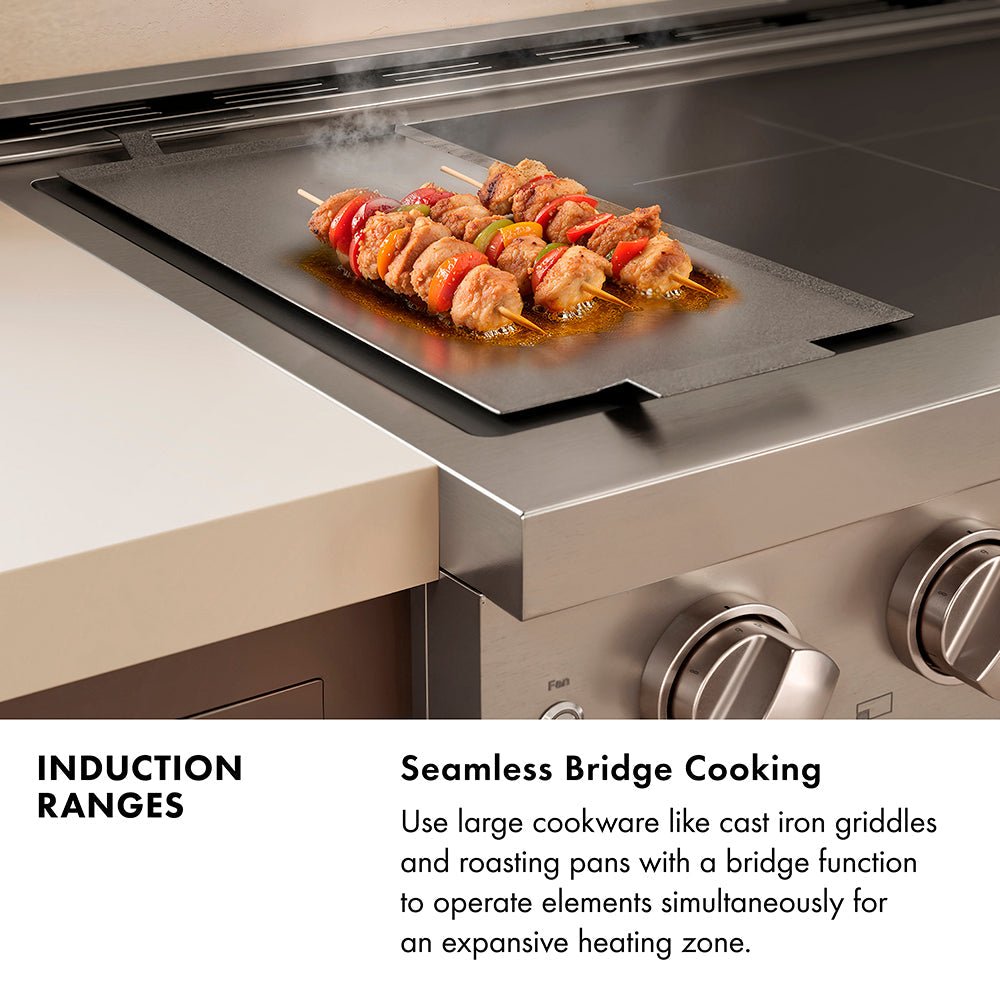 ZLINE Autograph Edition 24 in. 3.2 cu. ft. Paramount Induction Range with 3 Element Cooktop and Electric Convection Oven in Satin Stainless Steel with White Matte Door and Champagne Bronze Accents (SINRSZ-WM-24-CB)