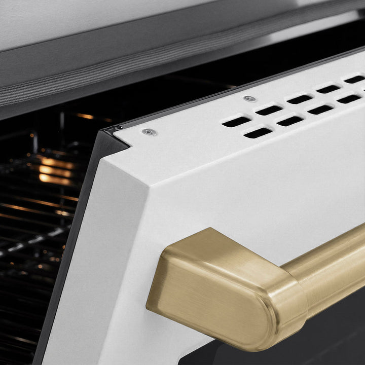 ZLINE Autograph Edition 24 in. 3.2 cu. ft. Paramount Induction Range with 3 Element Cooktop and Electric Convection Oven in Stainless Steel with White Matte Door and Champagne Bronze Accents (SINRZ-WM-24-CB)