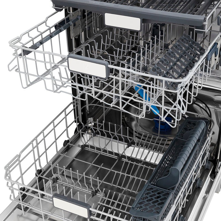 ZLINE Autograph Edition 24 in. Monument Series 3rd Rack Top Touch Control Tall Tub Dishwasher in Black Stainless Steel with Polished Gold Helix Handle, 45dBa (DWMTZ-BS-24-KG)