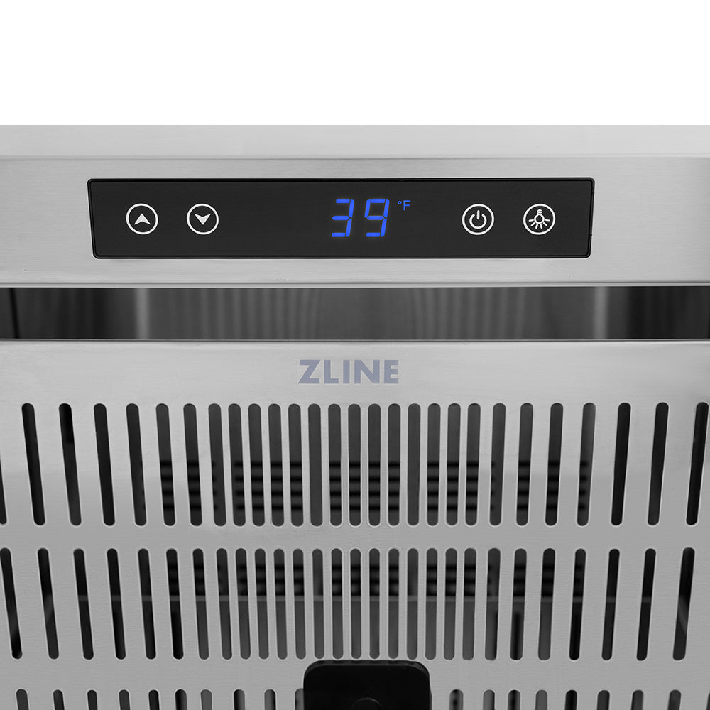 ZLINE Autograph Edition 24 in. Touchstone 168 Can Outdoor-Rated Dual Refrigerator Drawer with Stainless Steel Doors and Champagne Bronze Helix Handles (RDSOZ-ST-24-KCB)