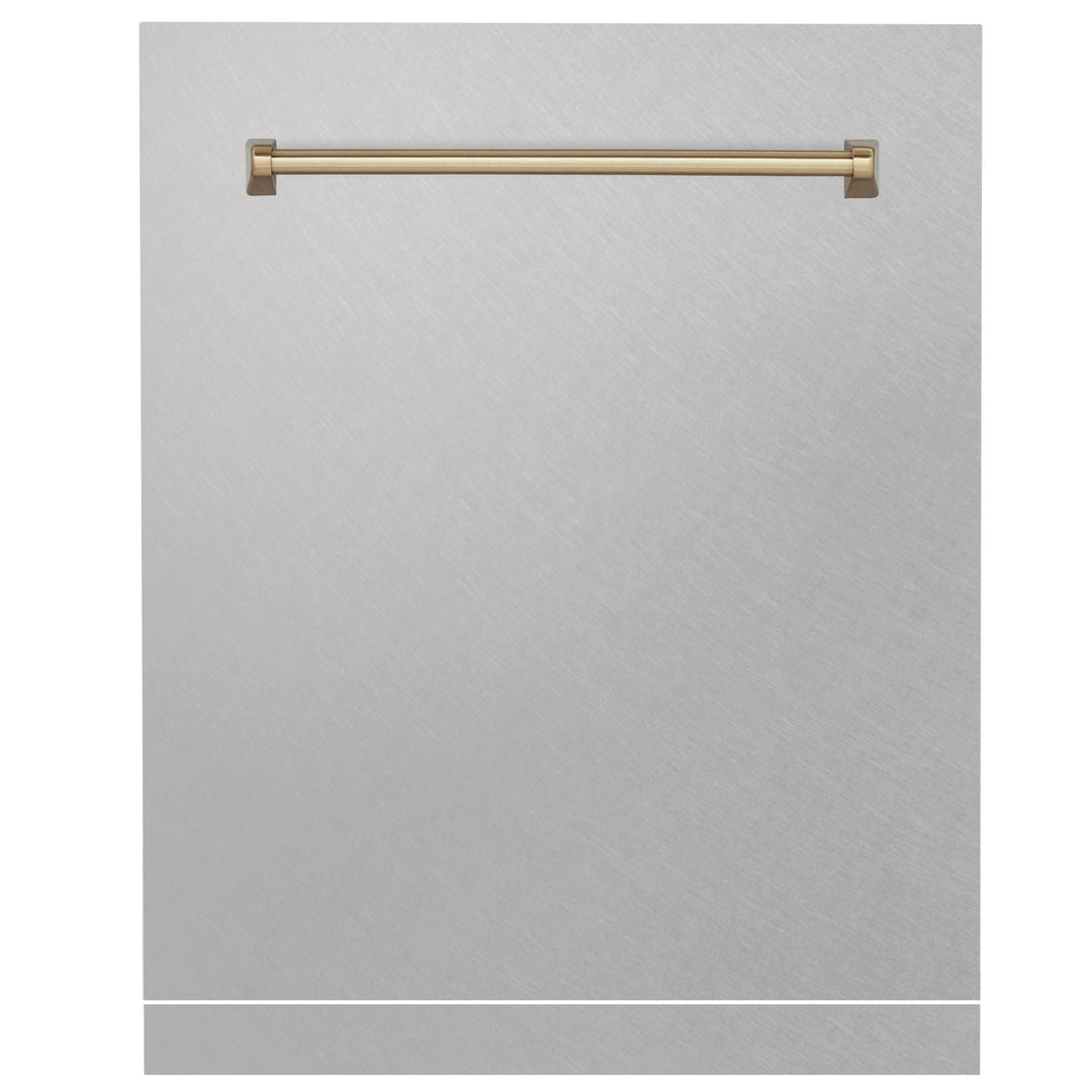 ZLINE Autograph Edition 24" Monument Dishwasher Panel in Fingerprint Resistant Stainless Steel with Champagne Bronze Handle (DPMTZ-SN-24-CB)