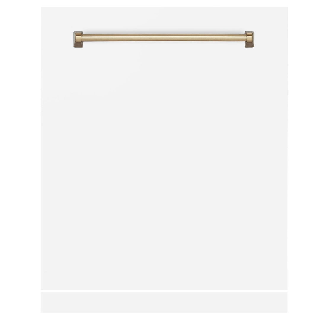 ZLINE Autograph Edition 24" Monument Dishwasher Panel in White Matte with Champagne Bronze Handle (DPMTZ-WM-24-CB)