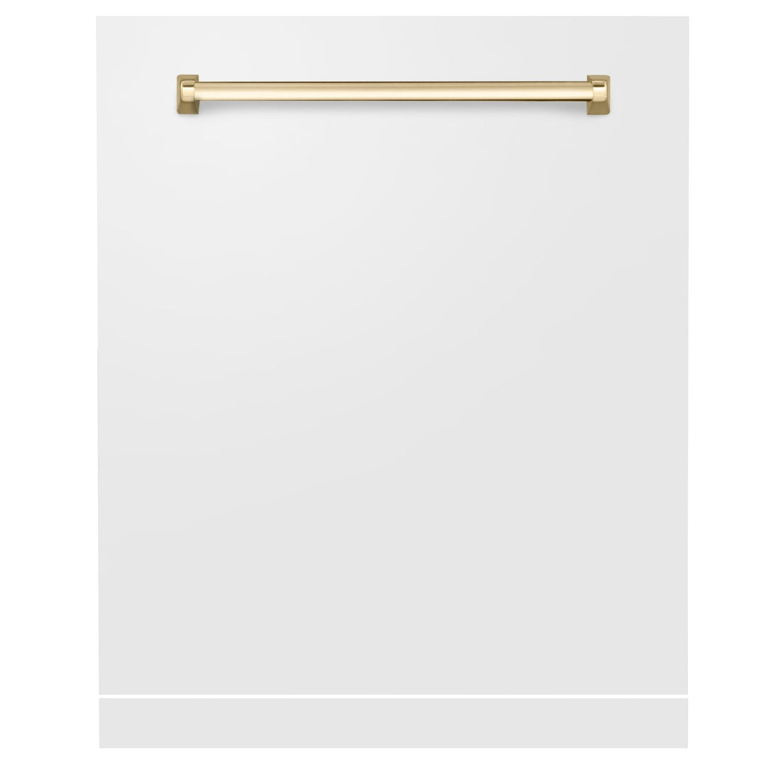 ZLINE Autograph Edition 24" Monument Dishwasher Panel in White Matte with Polished Gold Handle (DPMTZ-WM-24-G)